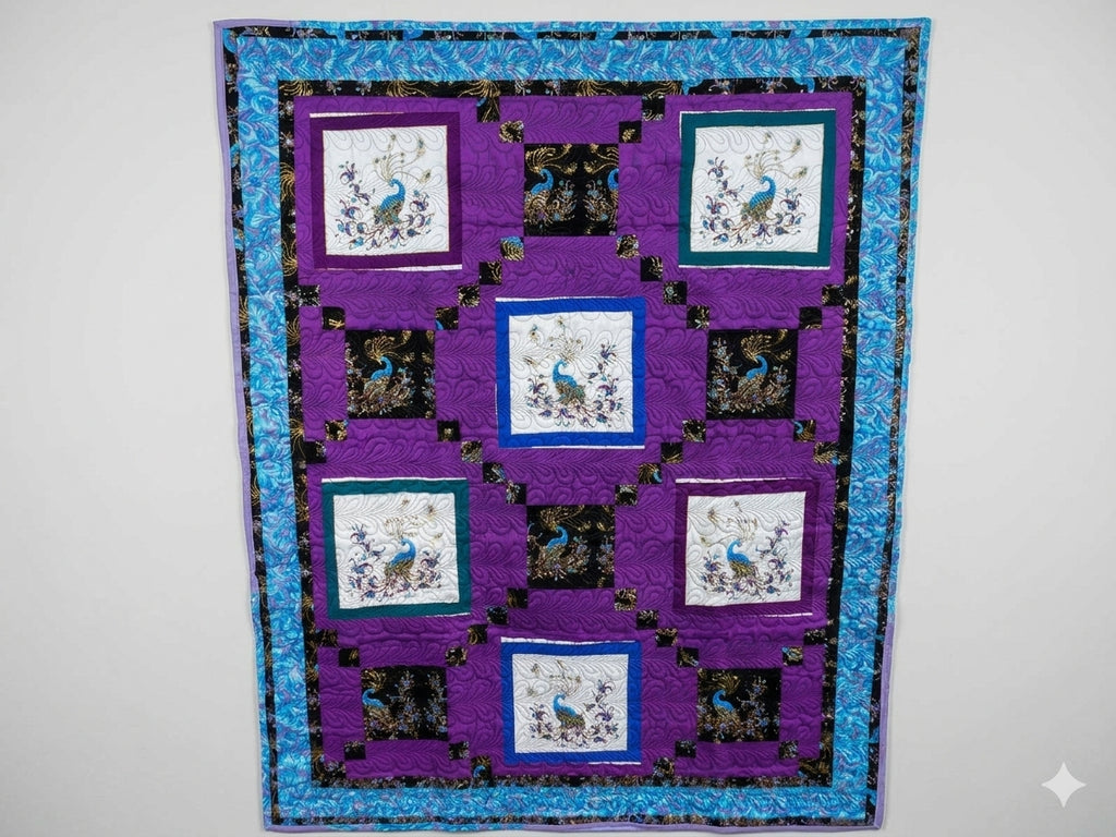 Purple Peacocks Artisan Quilt